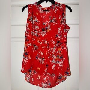 Rose & Olive Red Floral Sleeveless Blouse